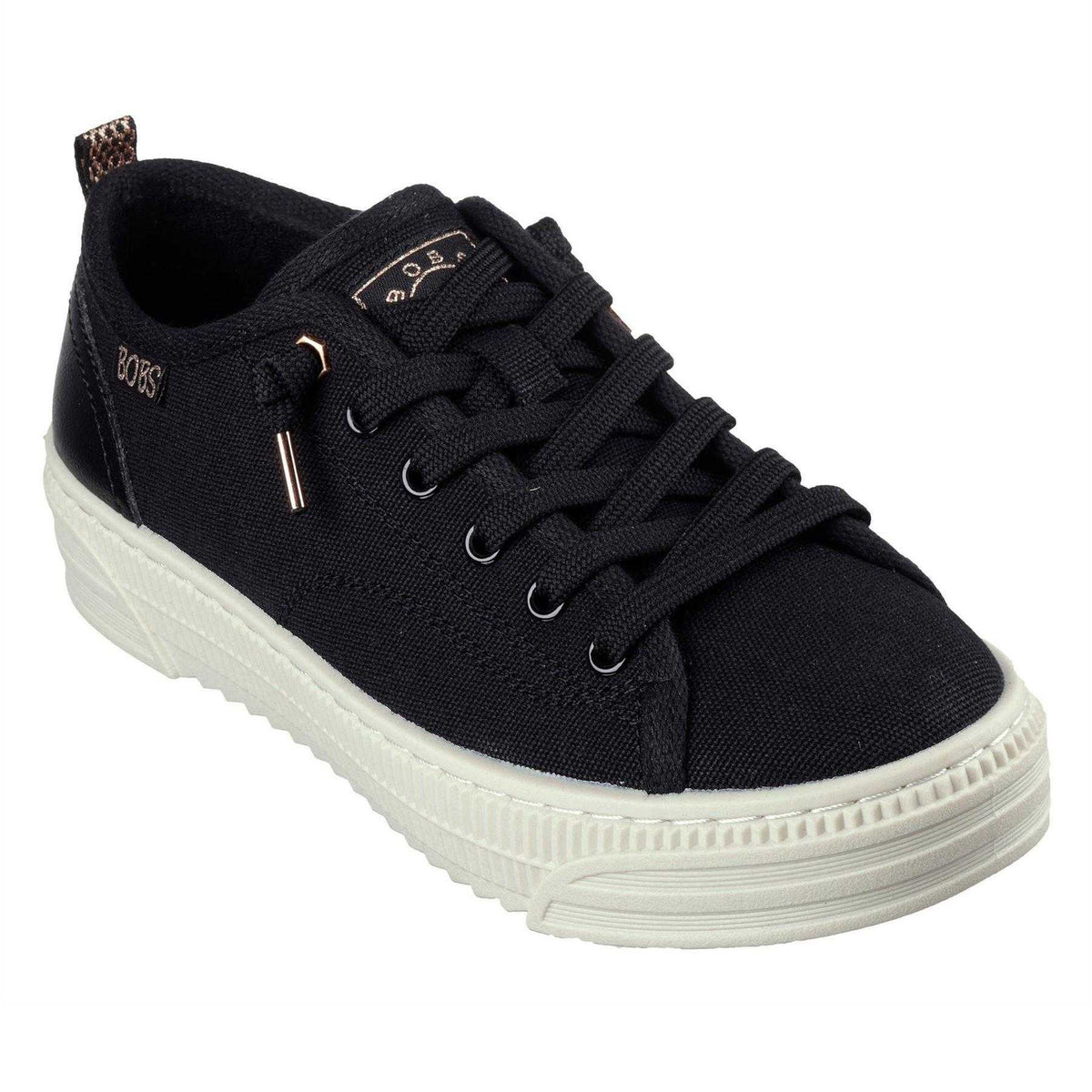 Black - Front - Skechers Womens-Ladies Bobs Copa Canvas Trainers