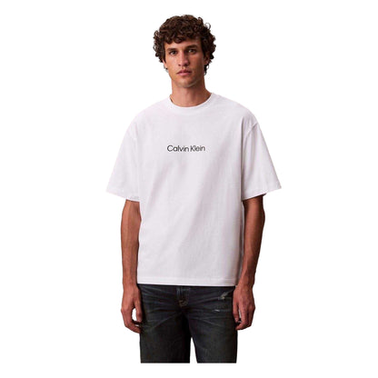White - Side - Calvin Klein Mens Crew Neck Oversized T-Shirt