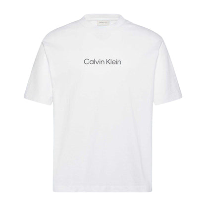White - Front - Calvin Klein Mens Crew Neck Oversized T-Shirt
