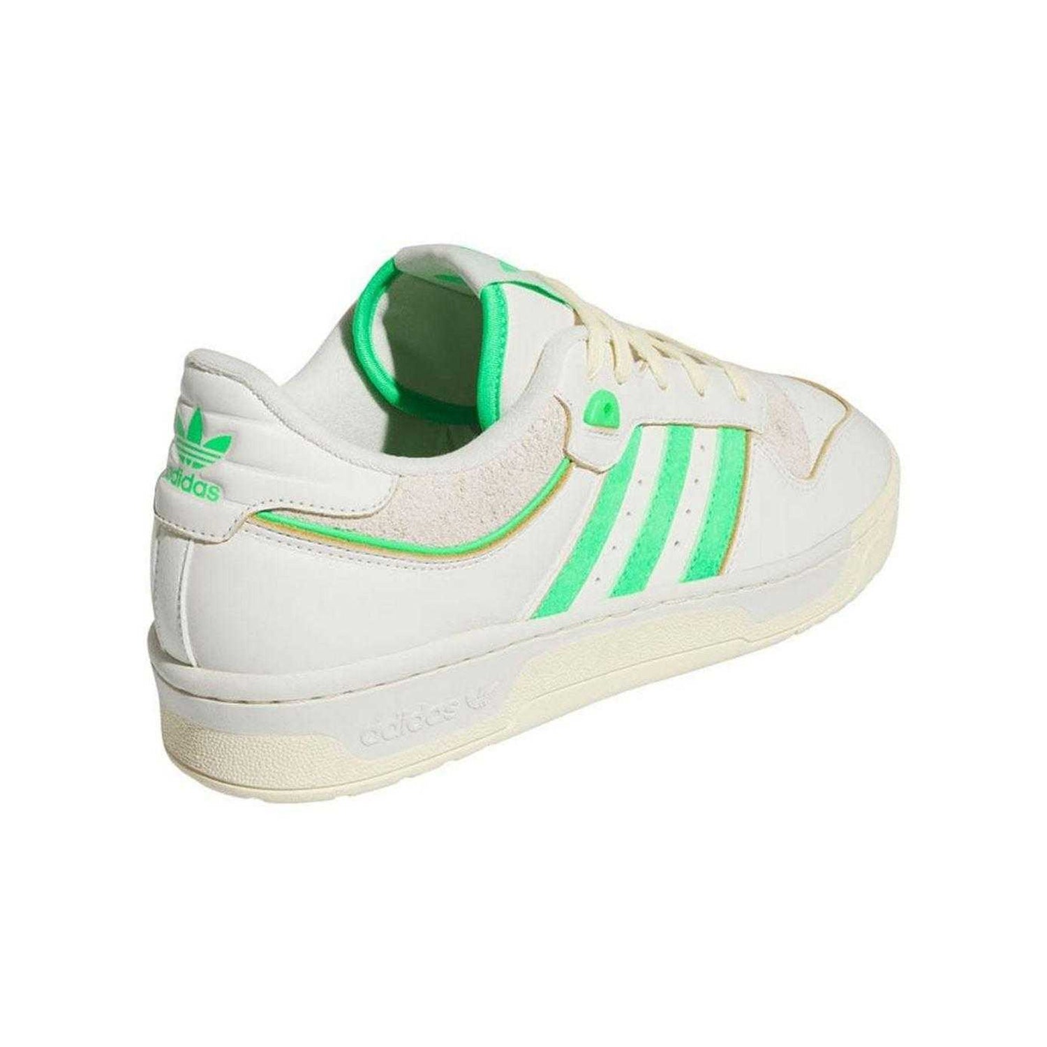 White-Neon Green - Back - Adidas Mens Rivalry Leather Cupsole Trainers