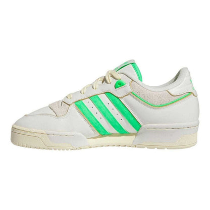 White-Neon Green - Side - Adidas Mens Rivalry Leather Cupsole Trainers
