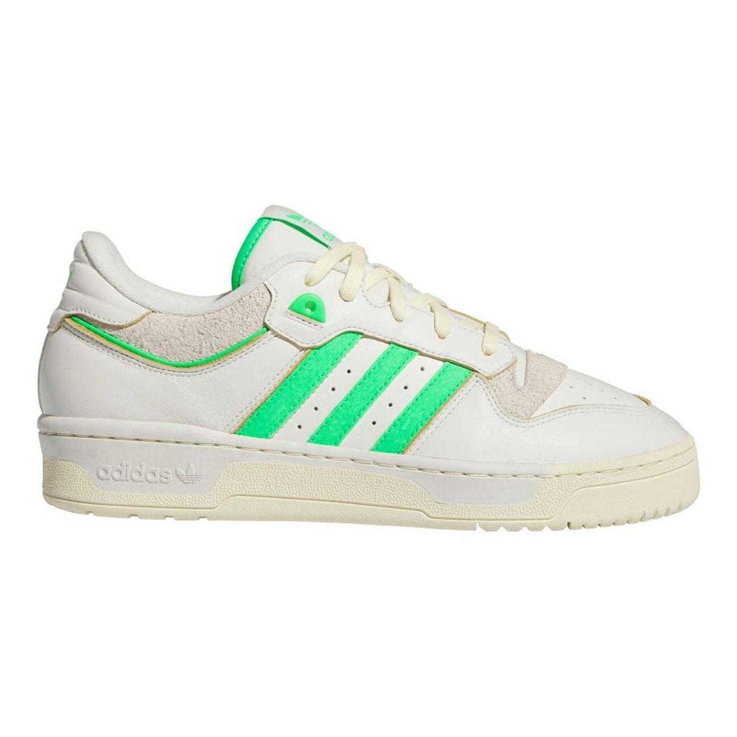 White-Neon Green - Lifestyle - Adidas Mens Rivalry Leather Cupsole Trainers