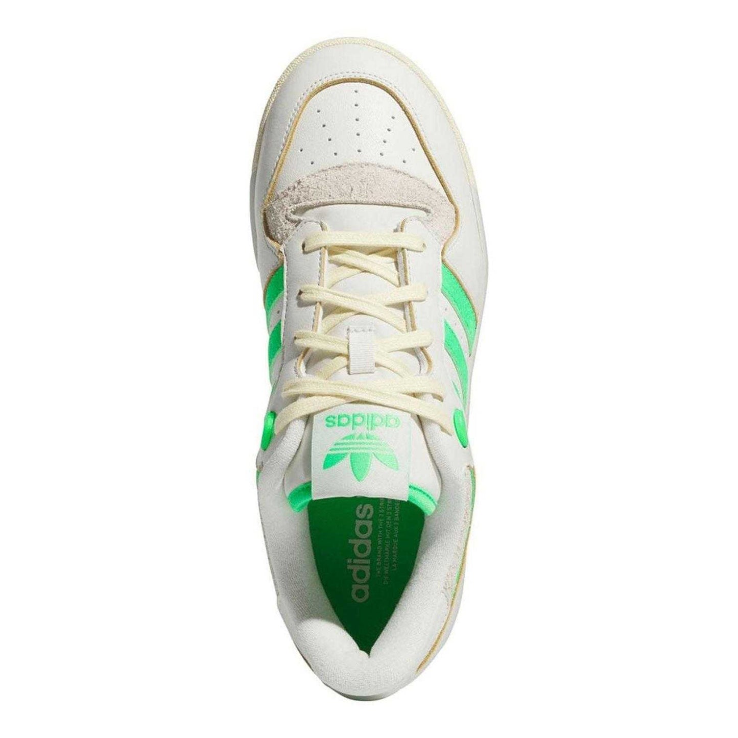 White-Neon Green - Pack Shot - Adidas Mens Rivalry Leather Cupsole Trainers