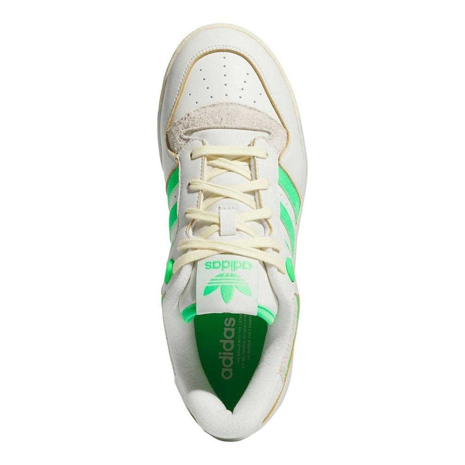 White-Neon Green - Pack Shot - Adidas Mens Rivalry Leather Cupsole Trainers