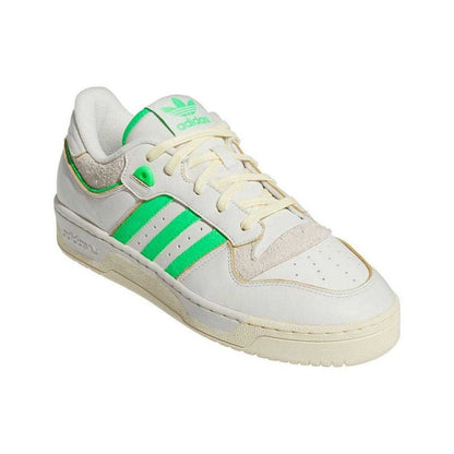 White-Neon Green - Front - Adidas Mens Rivalry Leather Cupsole Trainers
