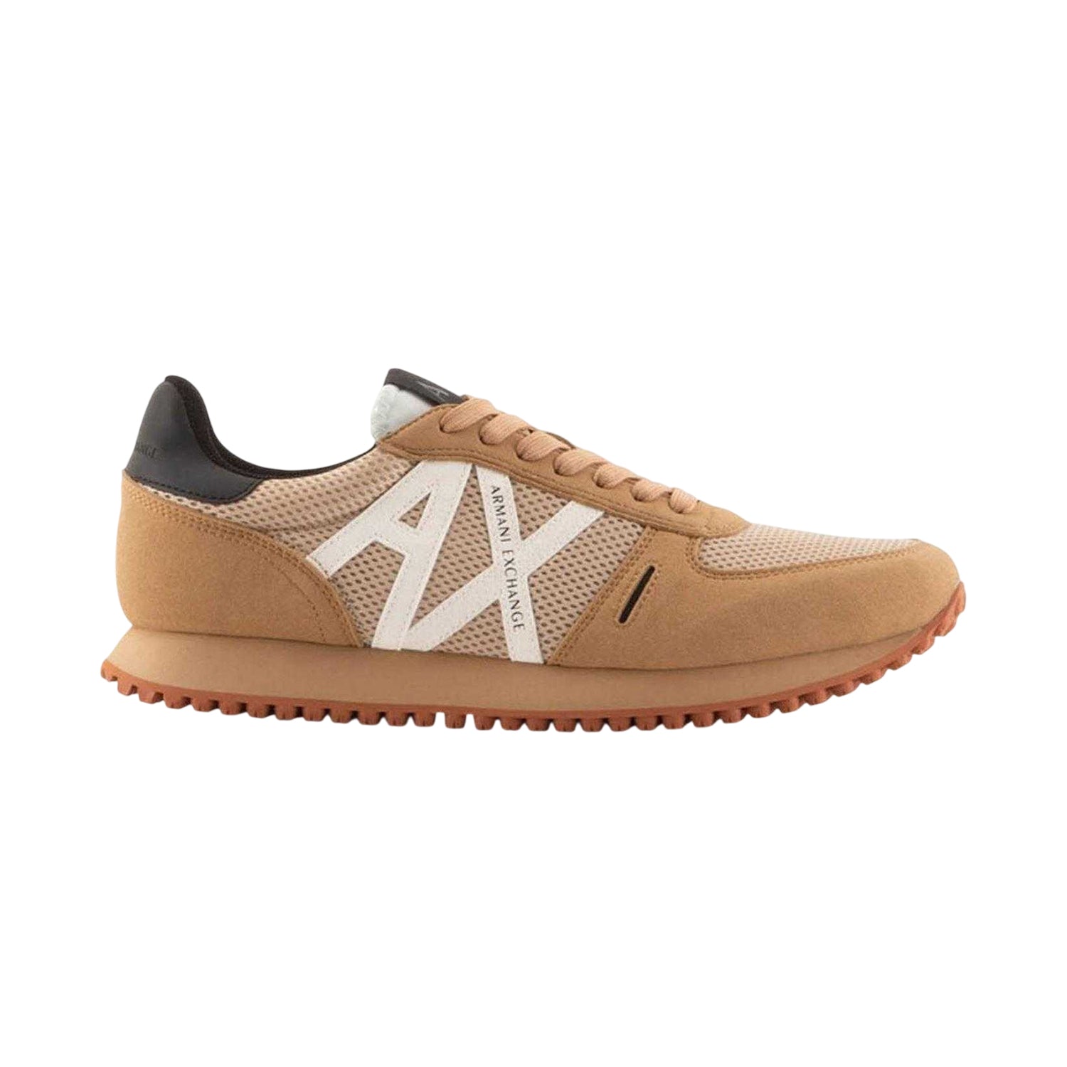 Tan - Side - Armani Exchange Mens AX Suede Trainers