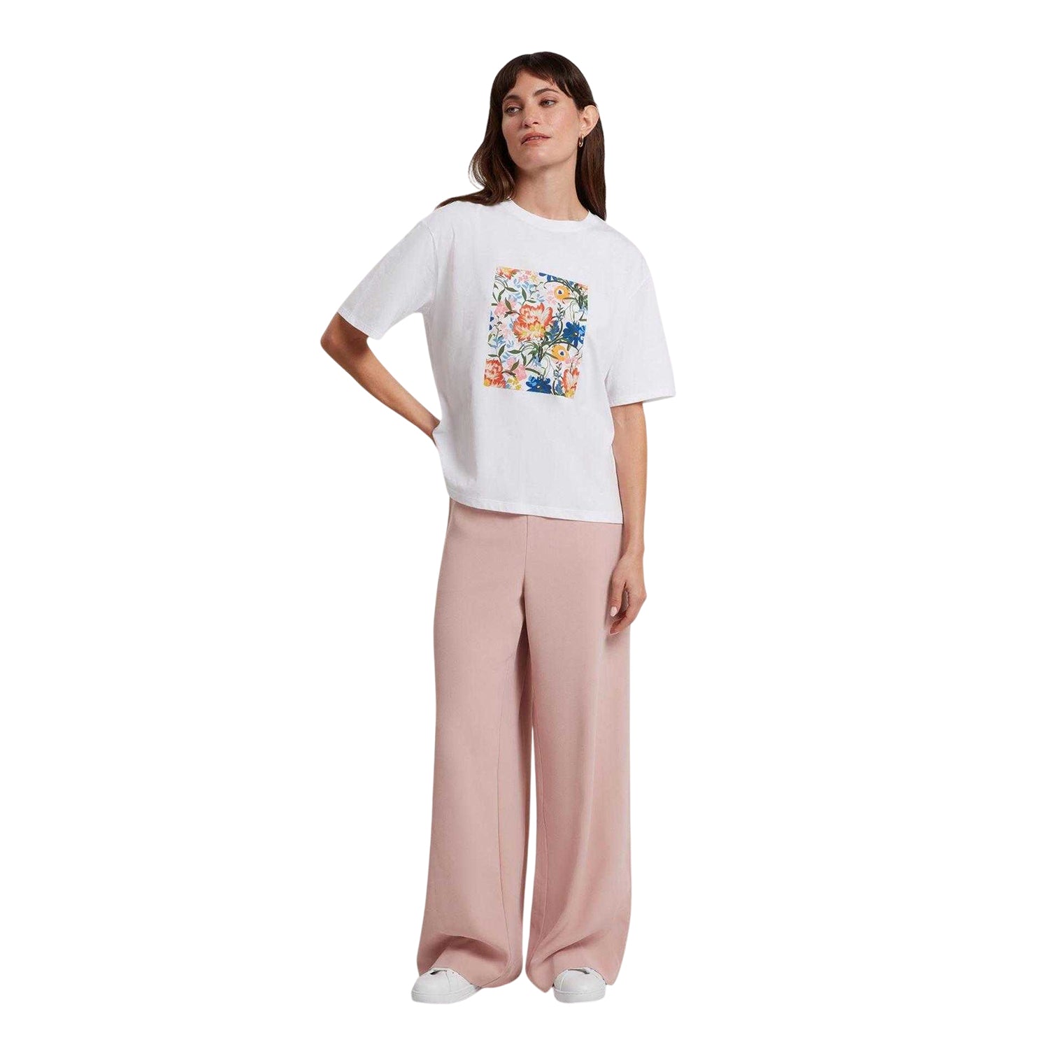 White - Lifestyle - Ted Baker Womens-Ladies Graphic Print Short-Sleeved T-Shirt