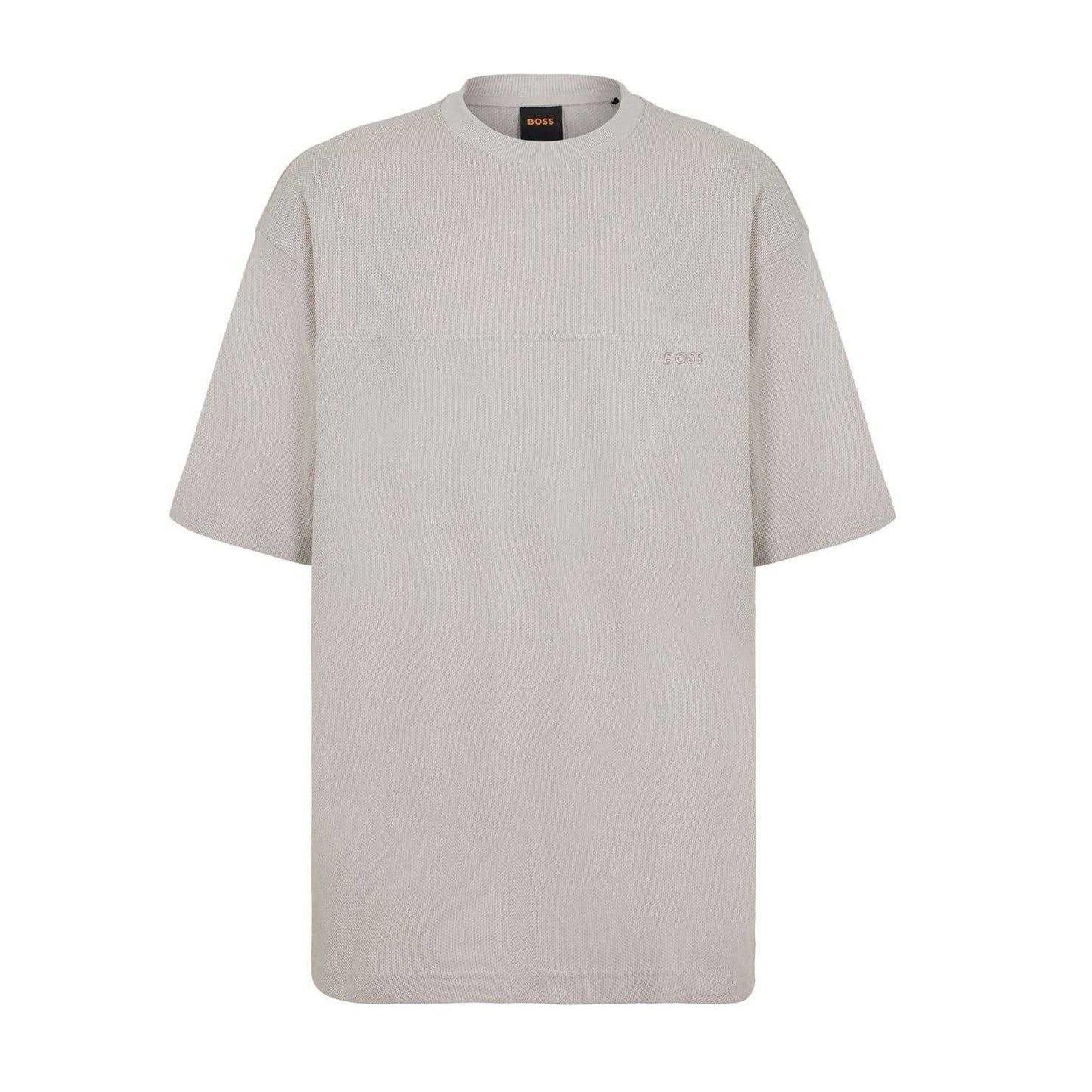 Grey - Front - Boss Mens Jersey Crew Neck Oversized T-Shirt