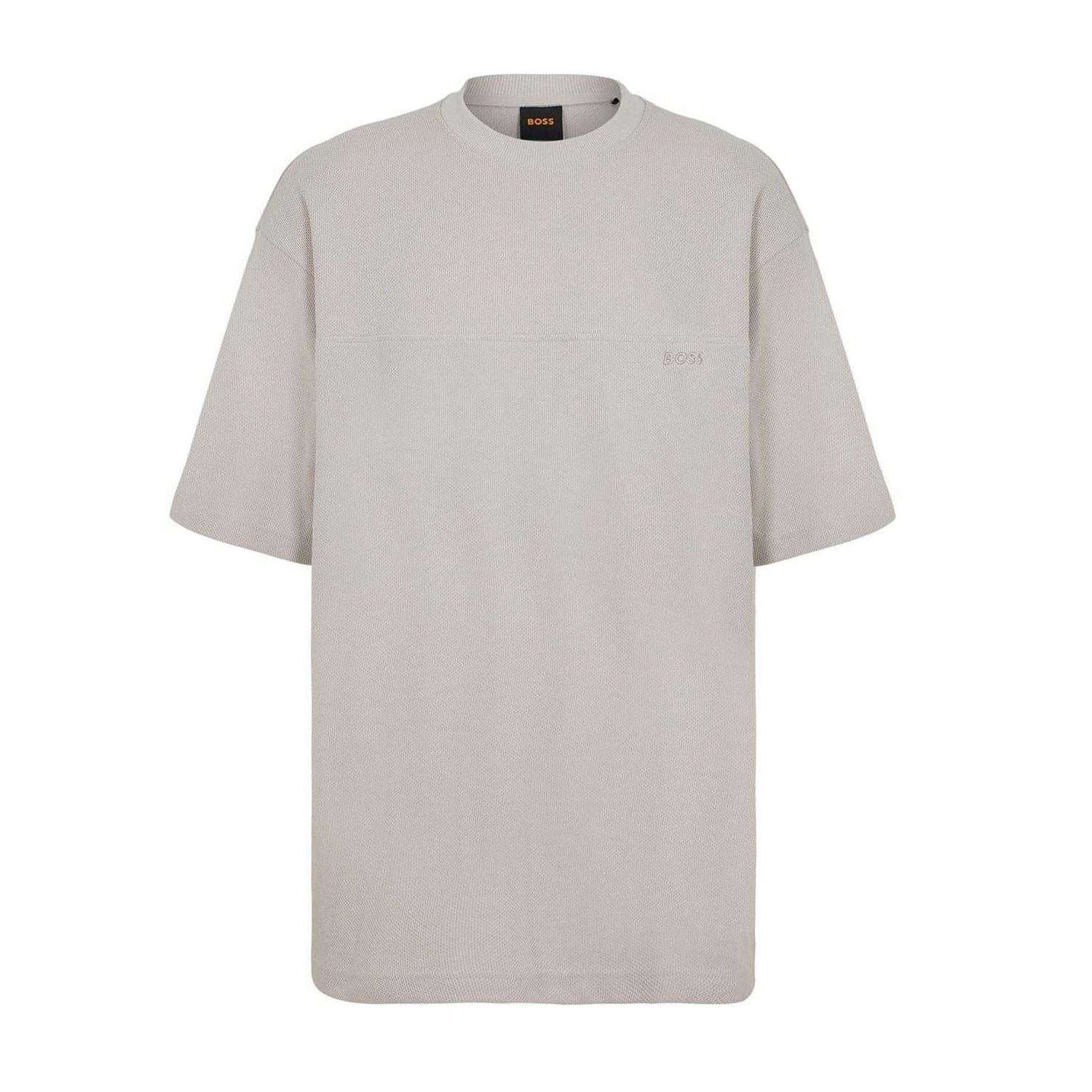 Grey - Front - Boss Mens Jersey Crew Neck Oversized T-Shirt