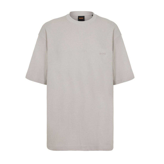Grey - Front - Boss Mens Jersey Crew Neck Oversized T-Shirt