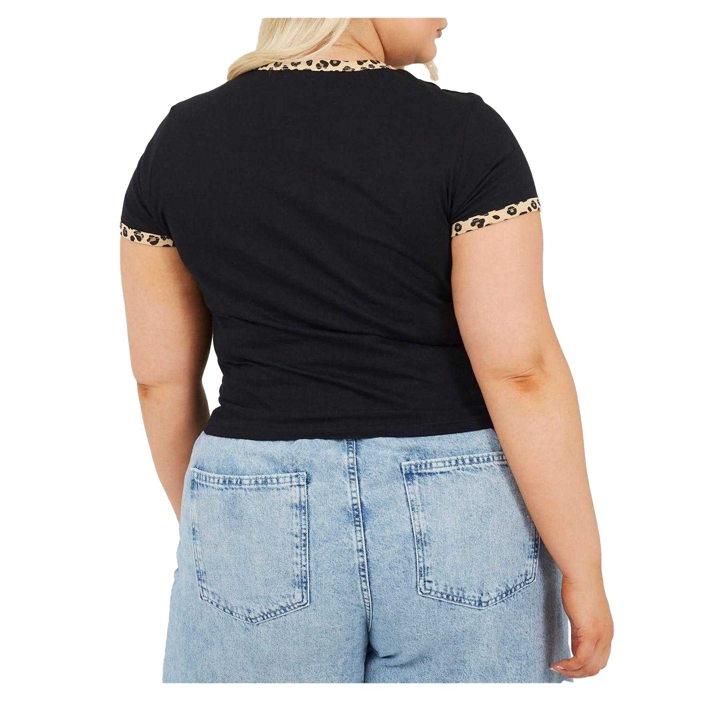Black-Leopard - Back - Brave Soul Womens-Ladies Leopard Print Plus T-Shirt