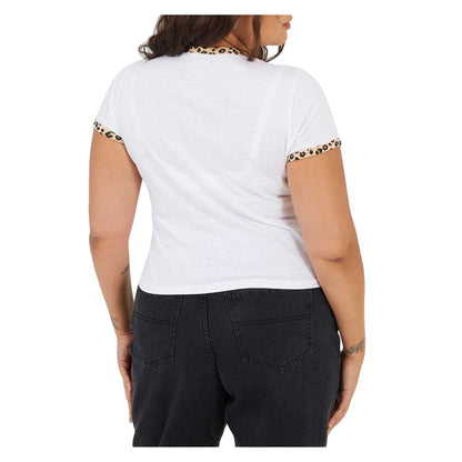 White-Leopard - Back - Brave Soul Womens-Ladies Leopard Print Plus T-Shirt
