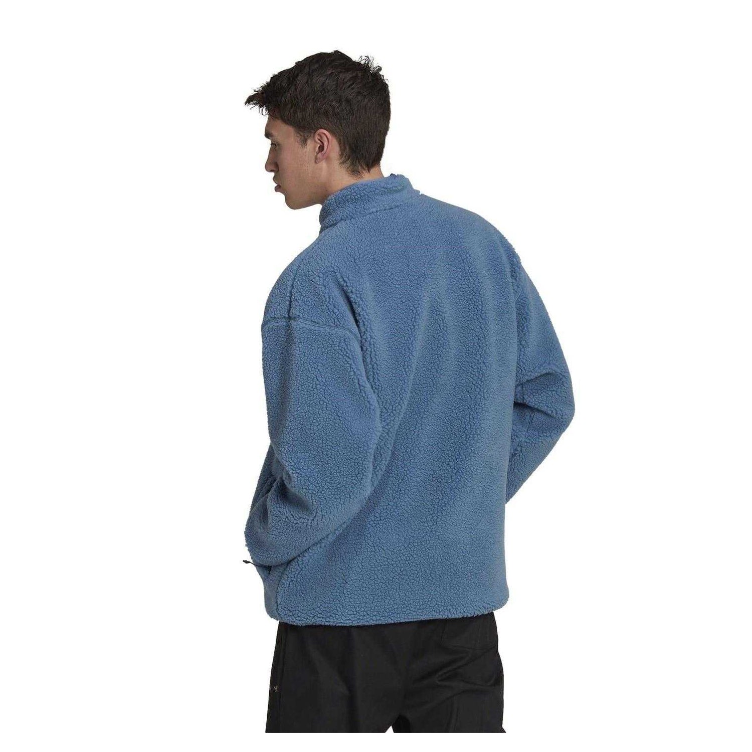 Blue - Back - Adidas Mens Sherpa Fleece Jacket