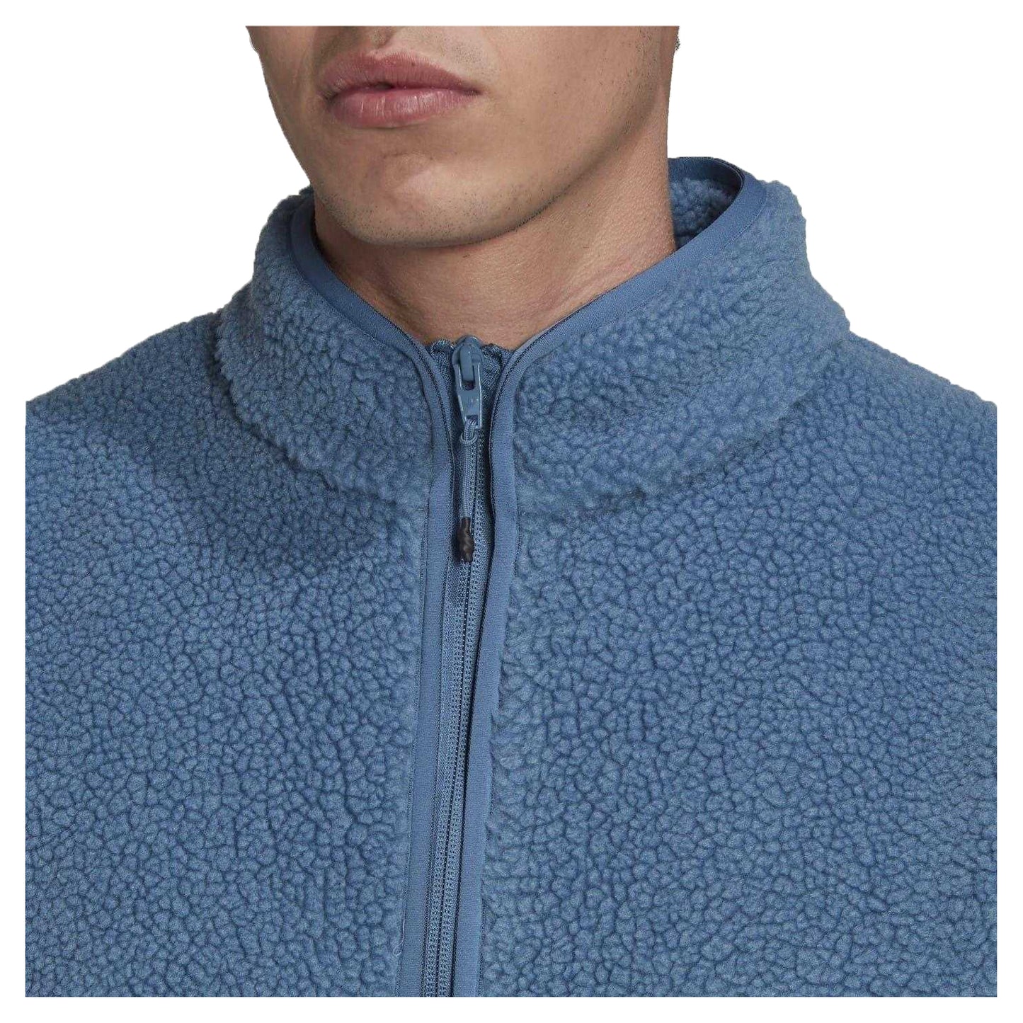 Blue - Side - Adidas Mens Sherpa Fleece Jacket