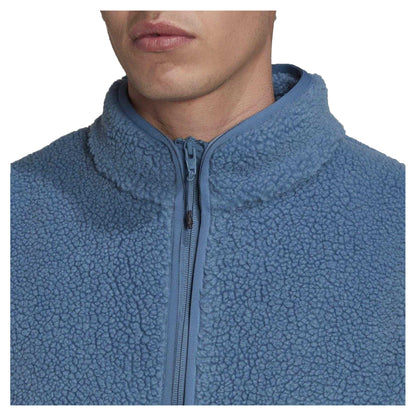 Blue - Side - Adidas Mens Sherpa Fleece Jacket