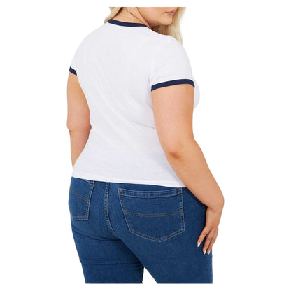 White-Navy - Back - Brave Soul Womens-Ladies Contrast Detail Plus T-Shirt