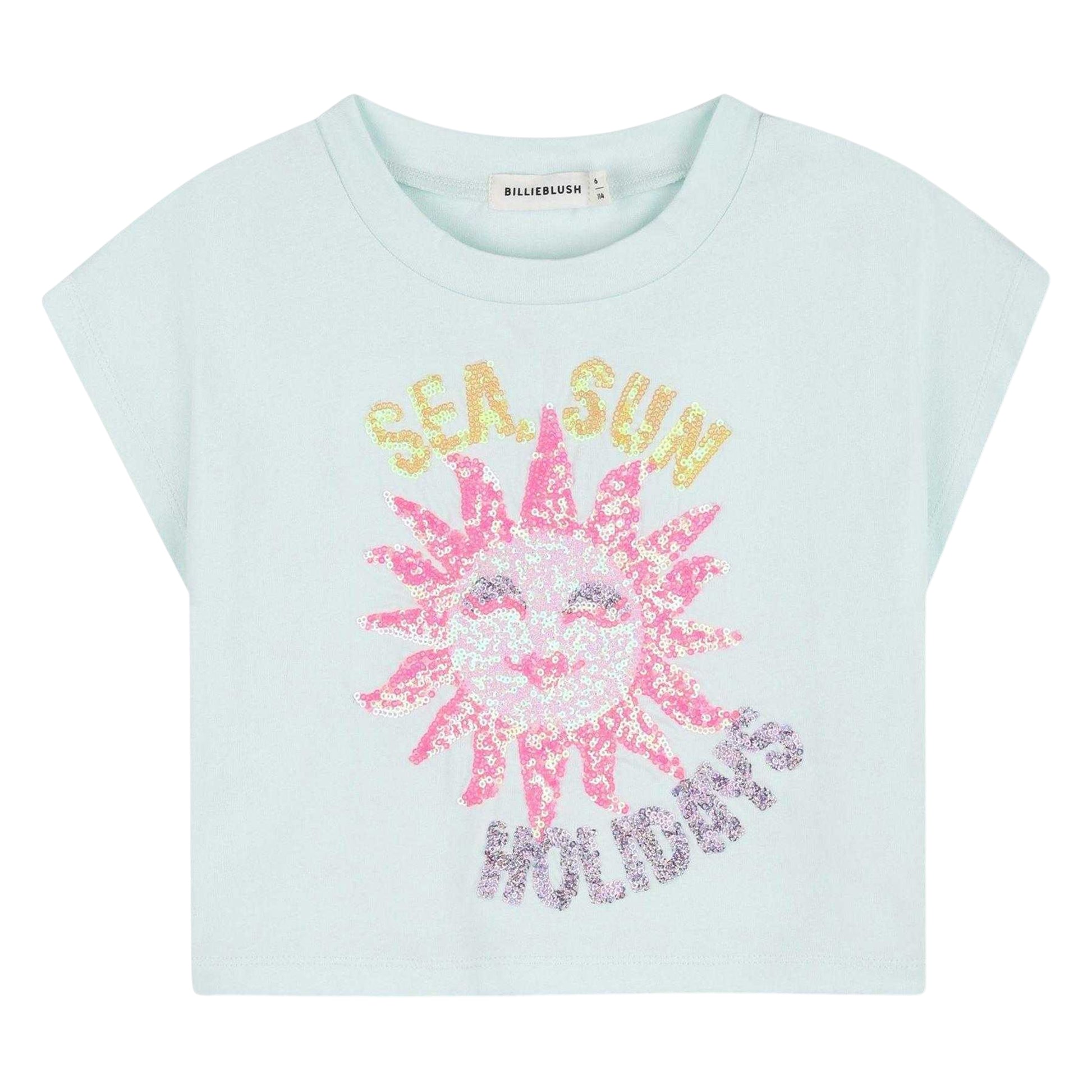 Light Green - Front - Billieblush Girls Graphic Print Regular T-Shirt