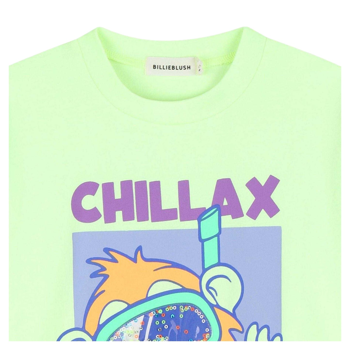 Lime - Side - Billieblush Childrens-Kids Print Regular Short-Sleeved T-Shirt