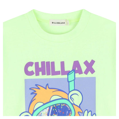 Lime - Side - Billieblush Childrens-Kids Print Regular Short-Sleeved T-Shirt