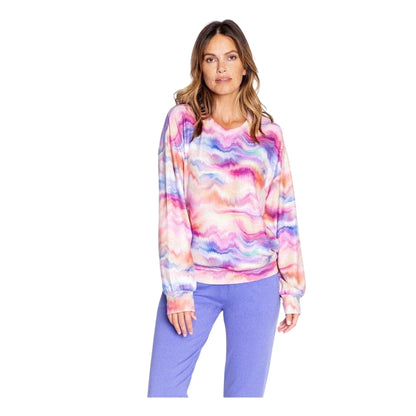Peach-Autumn-Water - Side - PJ Salvage Womens-Ladies Tie Dye Relaxed Fit Shirt