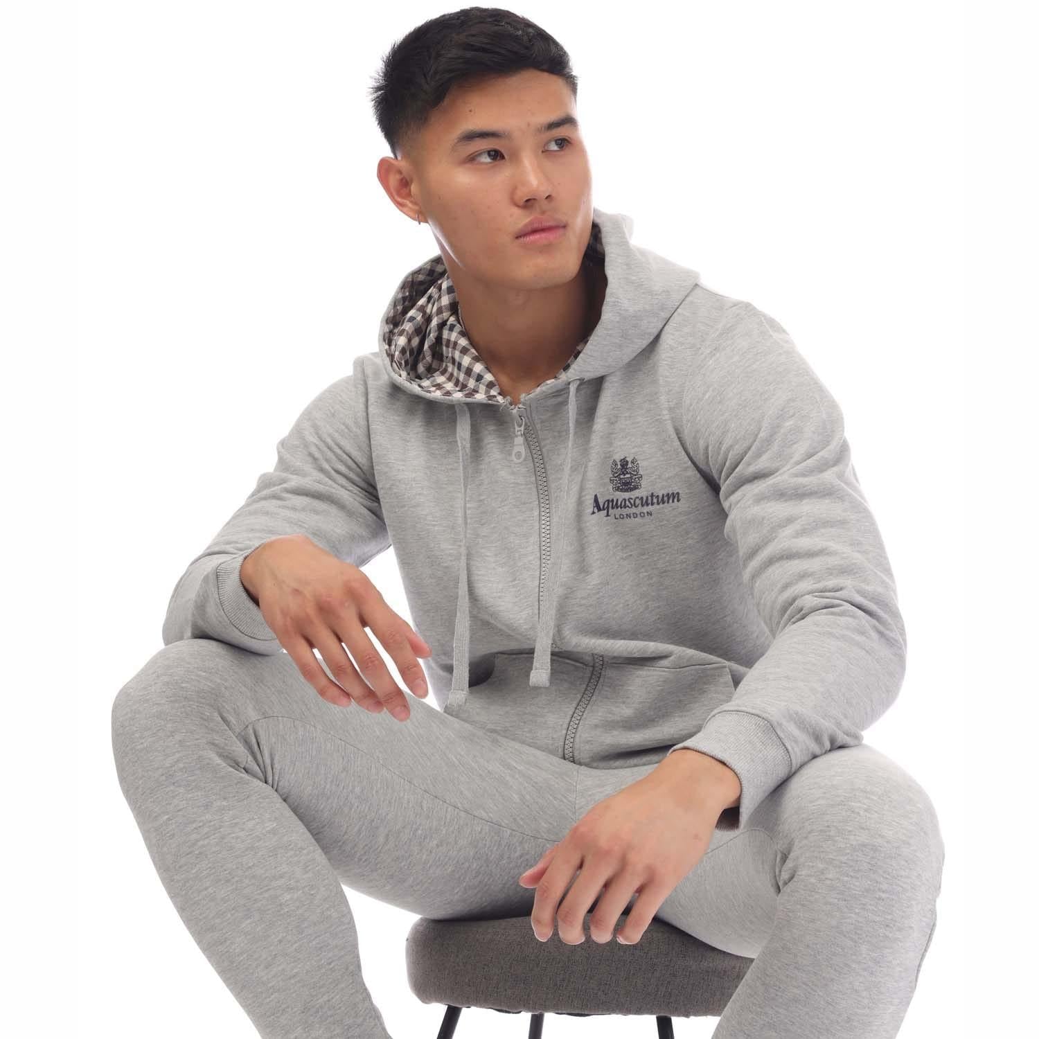 Grey - Lifestyle - Aquascutum Mens Full Zip Hoodie