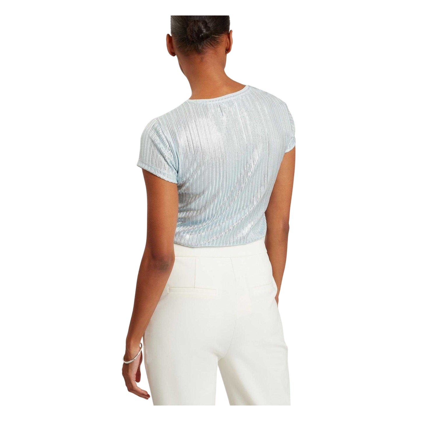 Light Blue - Back - Ted Baker Womens-Ladies Metallic Regular T-Shirt