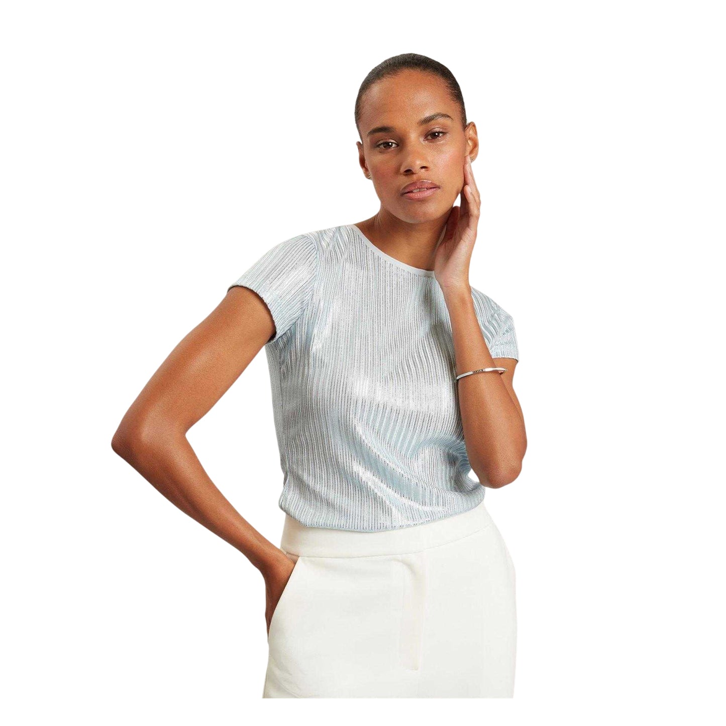 Light Blue - Lifestyle - Ted Baker Womens-Ladies Metallic Regular T-Shirt