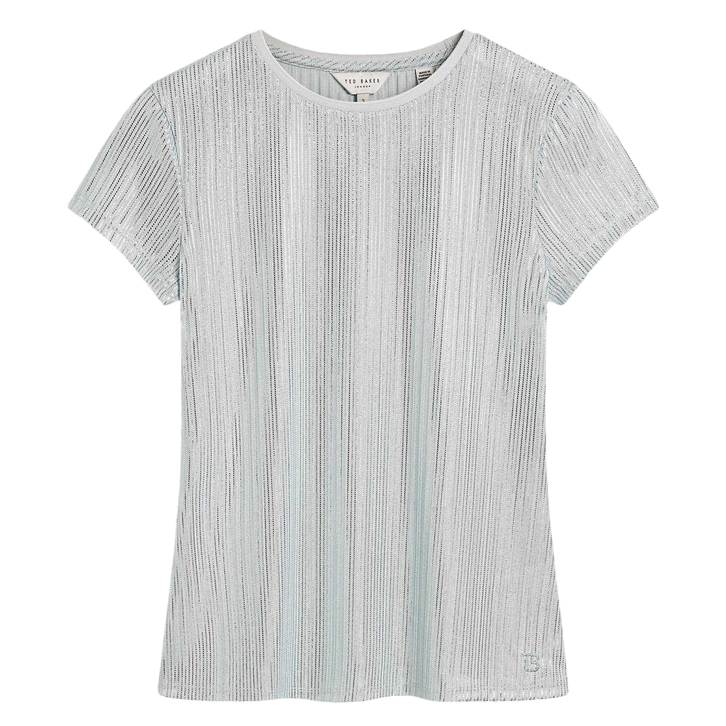 Light Blue - Front - Ted Baker Womens-Ladies Metallic Regular T-Shirt