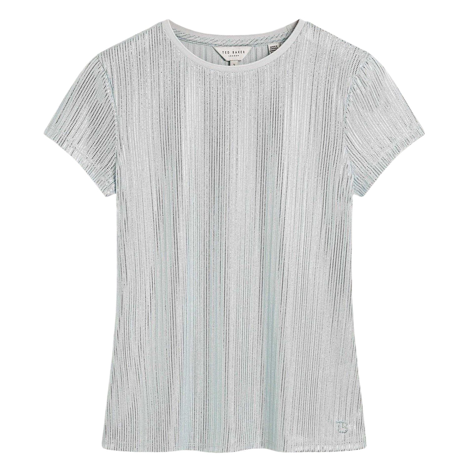 Light Blue - Front - Ted Baker Womens-Ladies Metallic Regular T-Shirt