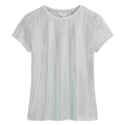 Light Blue - Front - Ted Baker Womens-Ladies Metallic Regular T-Shirt