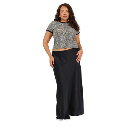Leopard-Black - Lifestyle - Brave Soul Womens-Ladies Leopard Print Cropped Plus T-Shirt
