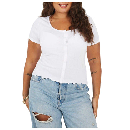 White - Front - Brave Soul Womens-Ladies Ribbed Plus T-Shirt