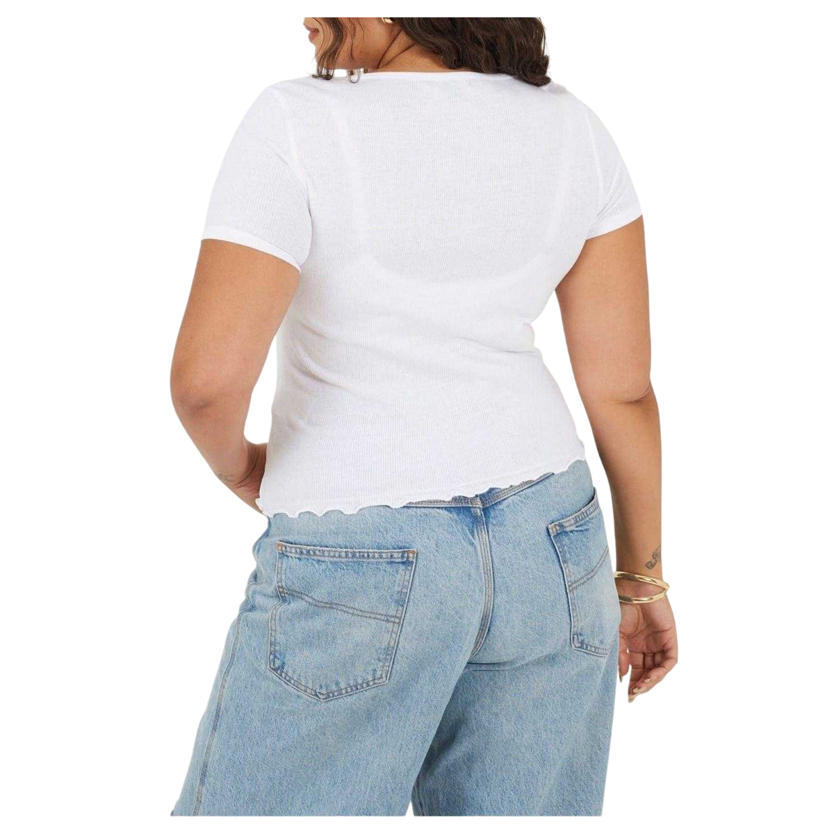 White - Back - Brave Soul Womens-Ladies Ribbed Plus T-Shirt