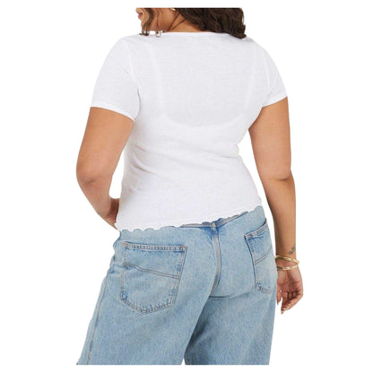 White - Back - Brave Soul Womens-Ladies Ribbed Plus T-Shirt