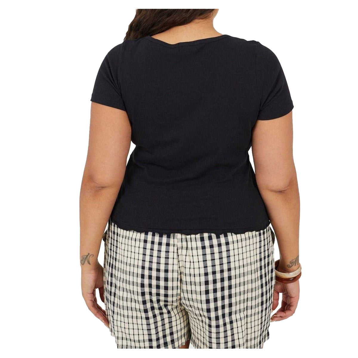Black - Back - Brave Soul Womens-Ladies Ribbed Plus T-Shirt