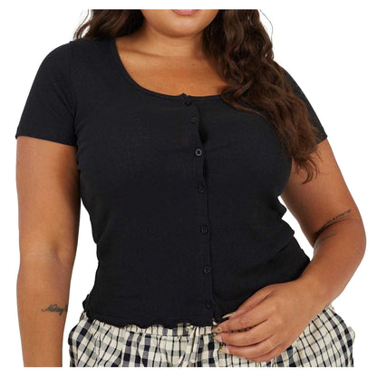 Black - Side - Brave Soul Womens-Ladies Ribbed Plus T-Shirt