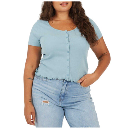 Duck Egg - Front - Brave Soul Womens-Ladies Ribbed Plus T-Shirt