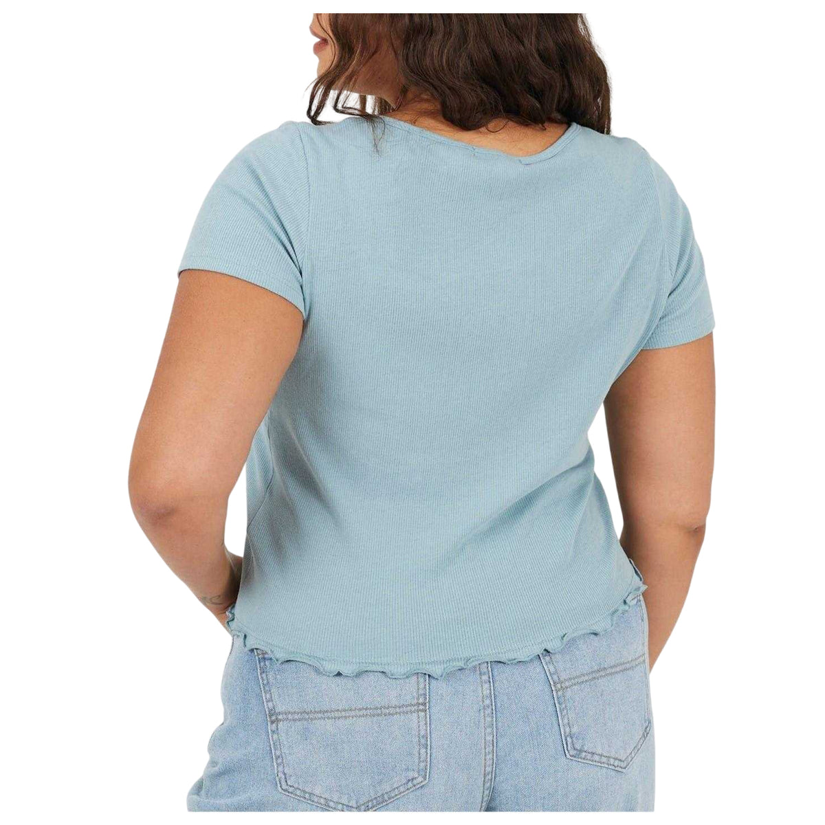 Duck Egg - Back - Brave Soul Womens-Ladies Ribbed Plus T-Shirt