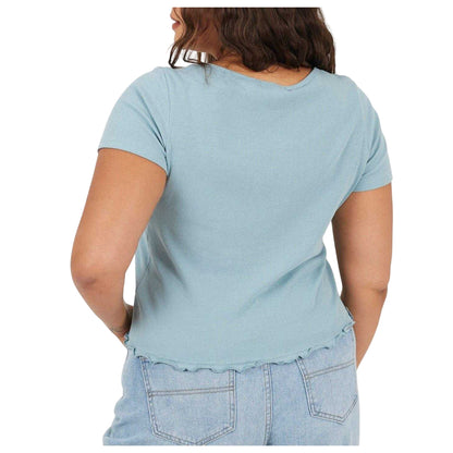 Duck Egg - Back - Brave Soul Womens-Ladies Ribbed Plus T-Shirt