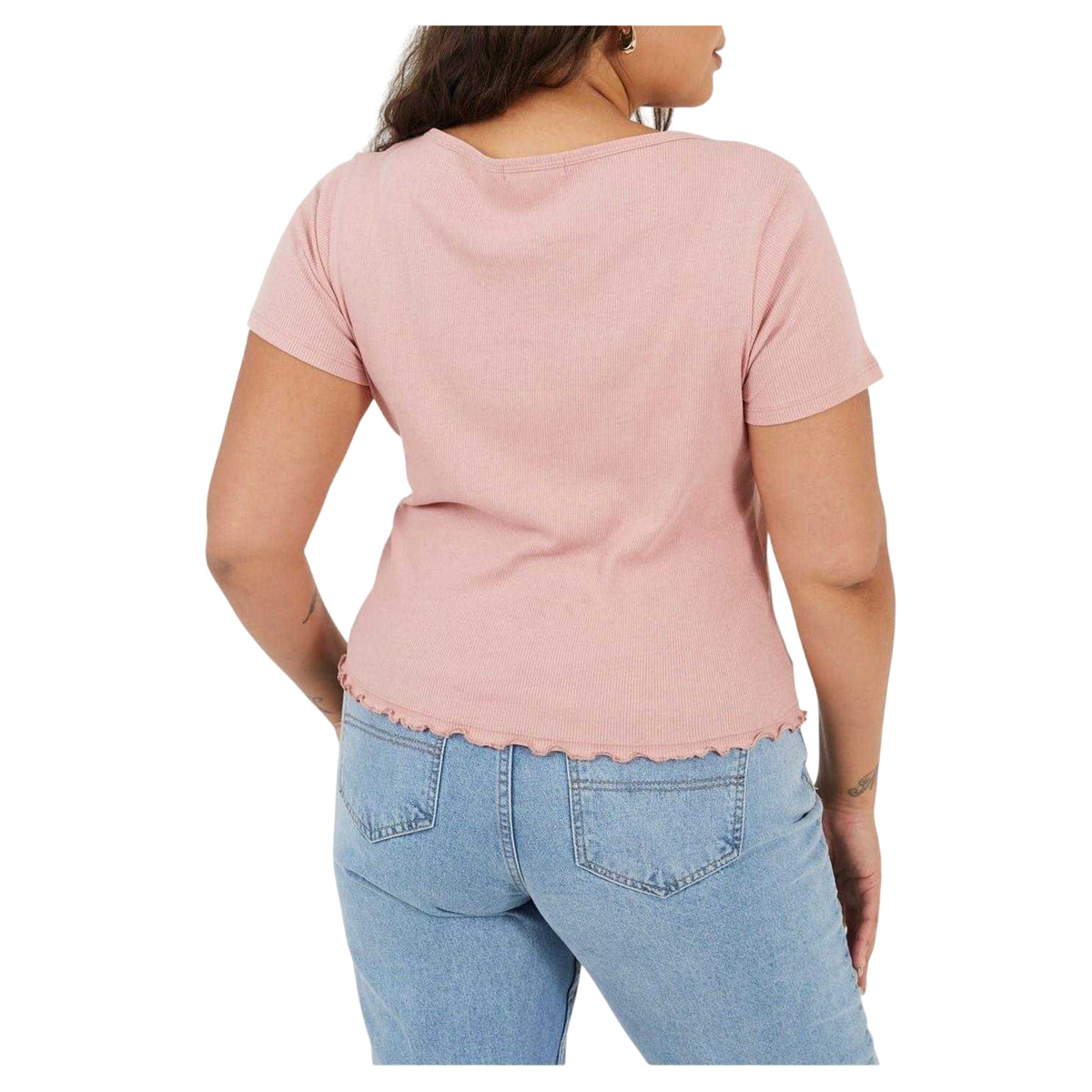 Dusty Rose - Back - Brave Soul Womens-Ladies Ribbed Plus T-Shirt