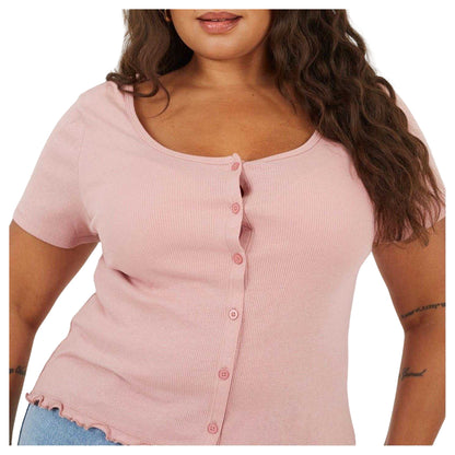 Dusty Rose - Side - Brave Soul Womens-Ladies Ribbed Plus T-Shirt
