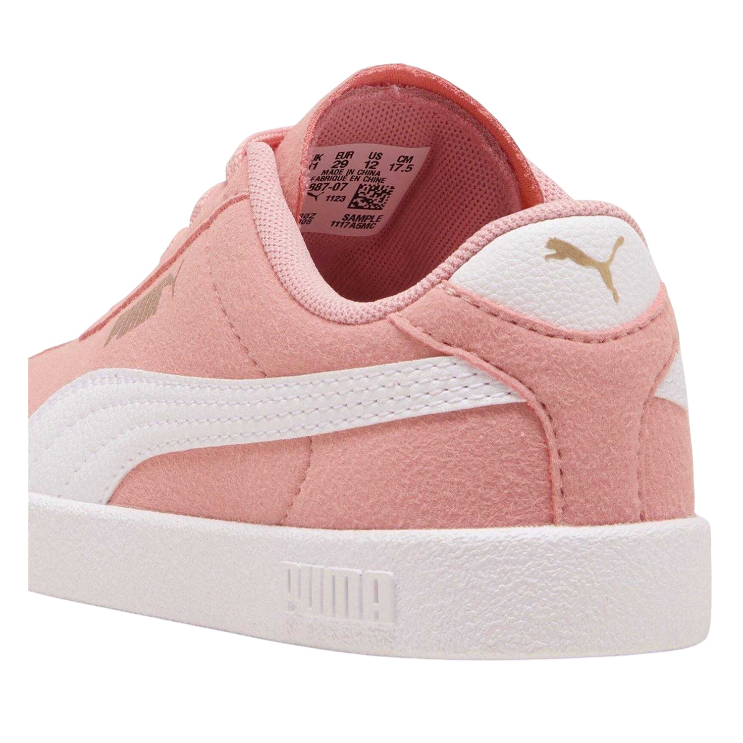 Pink-White - Back - Puma Childrens-Kids Kids Club II PS Canvas Trainers