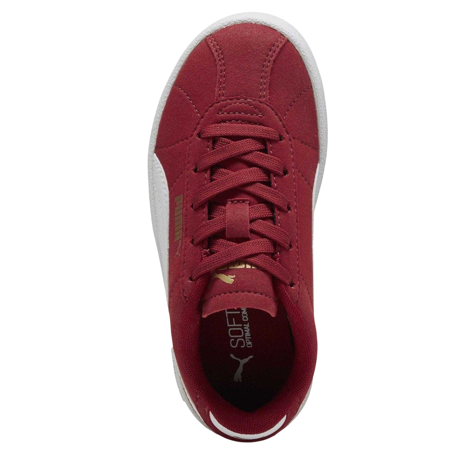 Red-White - Pack Shot - Puma Childrens-Kids Kids Club II PS Canvas Trainers
