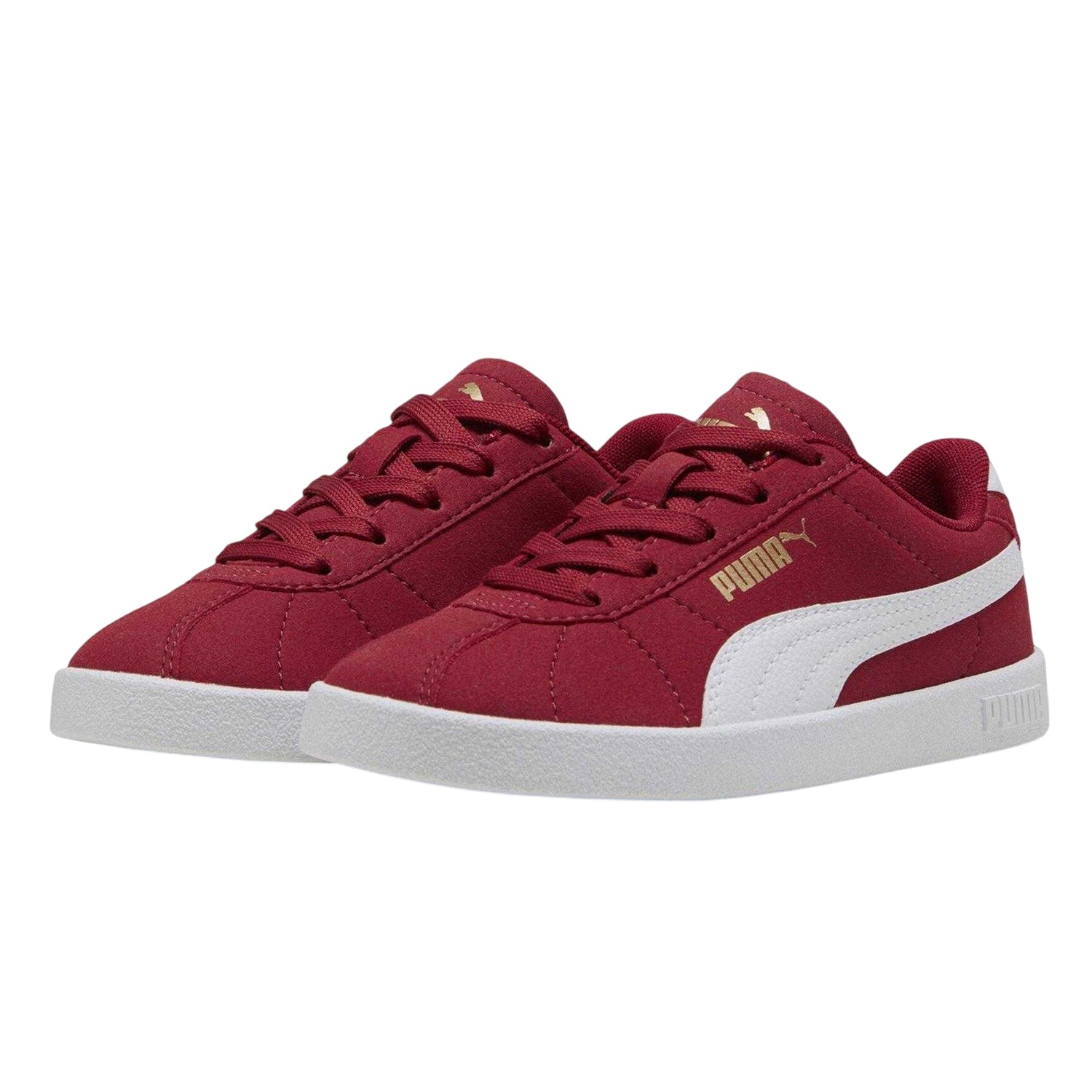 Red-White - Front - Puma Childrens-Kids Kids Club II PS Canvas Trainers