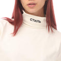 White-Black - Side - Heron Preston Womens-Ladies CTNMB Cropped Roll Neck T-Shirt