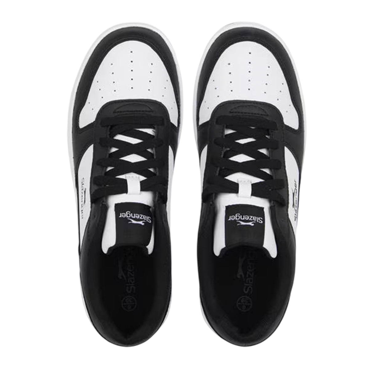 Black-White - Side - Slazenger Womens-Ladies Leather Flat Trainers