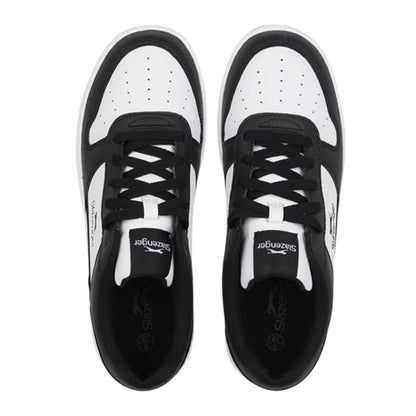 Black-White - Side - Slazenger Womens-Ladies Leather Flat Trainers