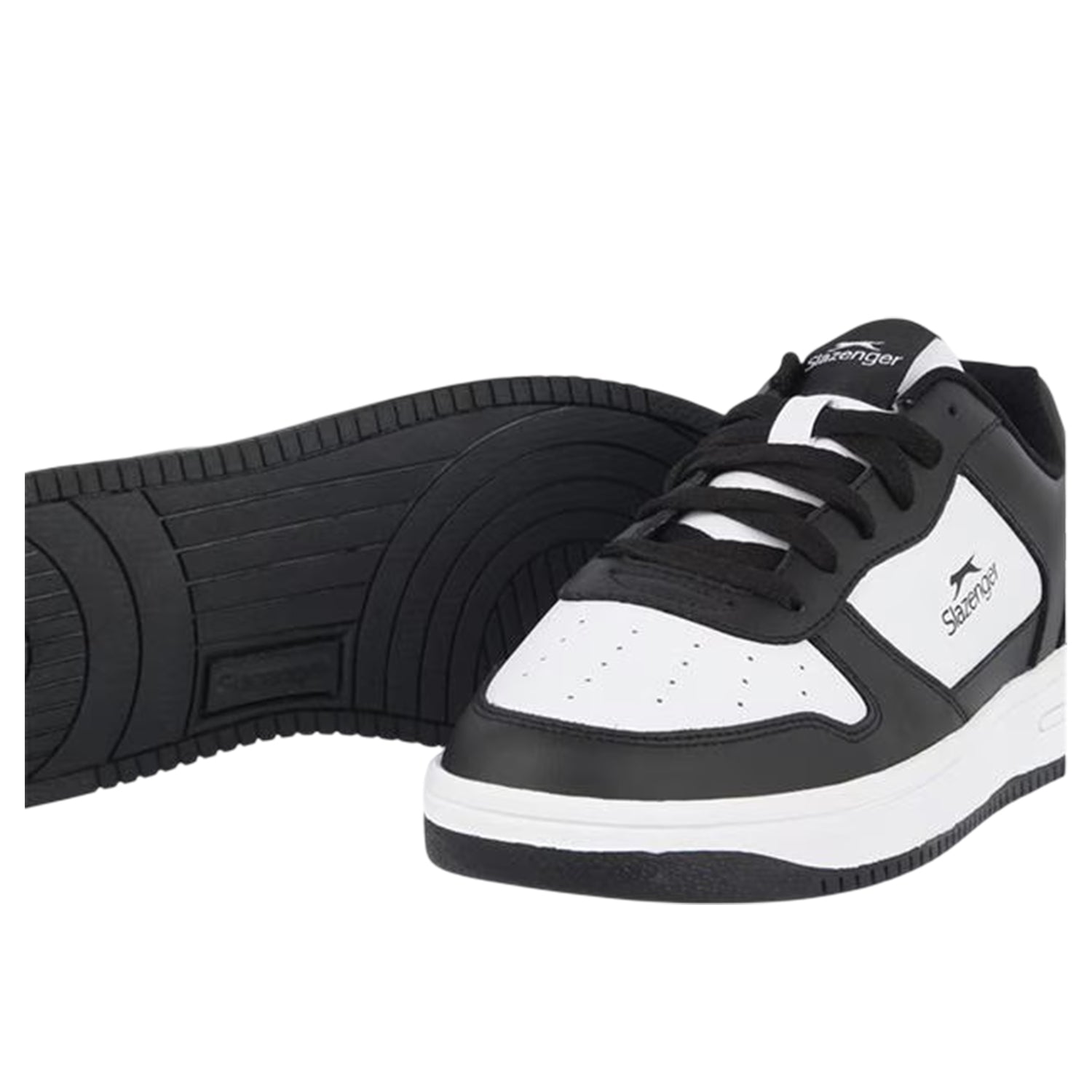 Black-White - Lifestyle - Slazenger Womens-Ladies Leather Flat Trainers
