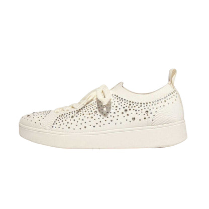 Beige - Back - FitFlop Womens-Ladies Ombre Embellished Platform Trainers