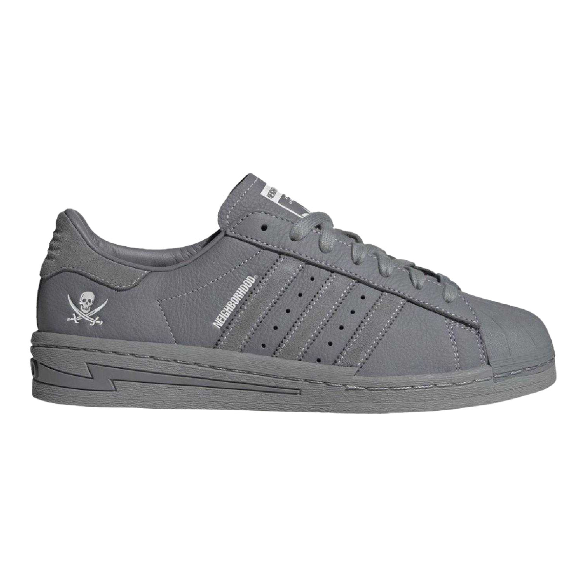 Grey - Side - Adidas Mens Neighborhood Superstar Leather Trainers